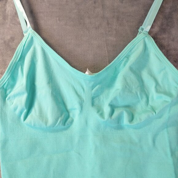 Seamless Womens Cami L AquaBlue AdjustableStraps Stretch TankTop Fitted Layering - Picture 6 of 8